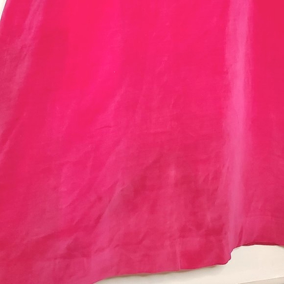 Fuchsia Floral Pink Velvet 70s Long Sleeveless Dress w Crepe Collar - Picture 12 of 13